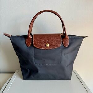 EUC Longchamp Le Pliage Type “S” Modele Depose Hand Tote Bag Navy Blue